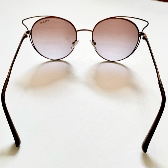 Vogue Cat-Eye Phantos Sunglasses w/Case- Violet Gradient  Lens Brown Metal Frame - Picture 5 of 5